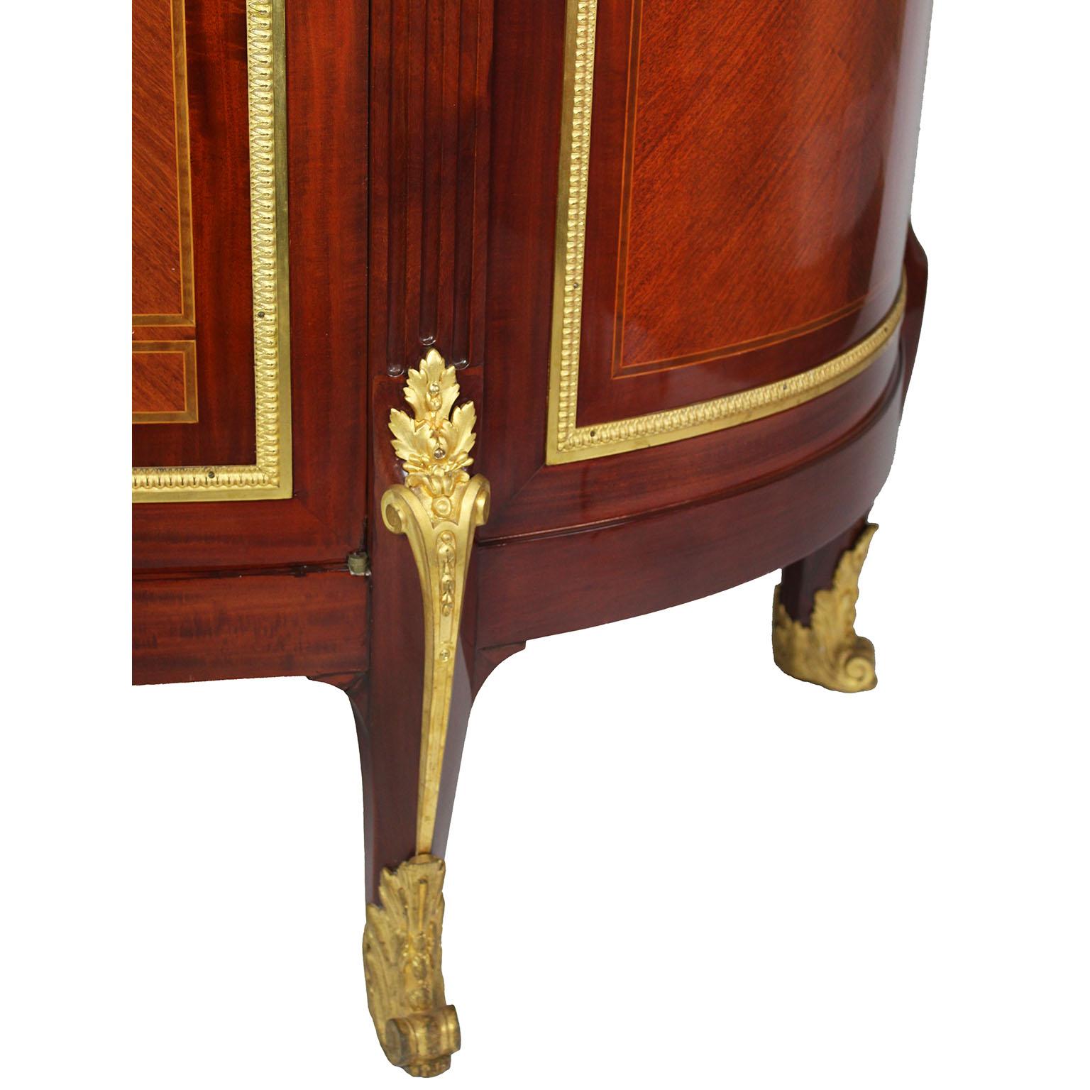 French 19th-20th C. Louis XV Style Mahogany Ormolu Mounted Buffet Server Cabinet For Sale 5