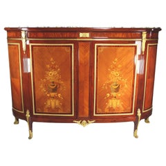 Antique French 19th-20th C. Louis XV Style Mahogany Ormolu Mounted Buffet Server Cabinet