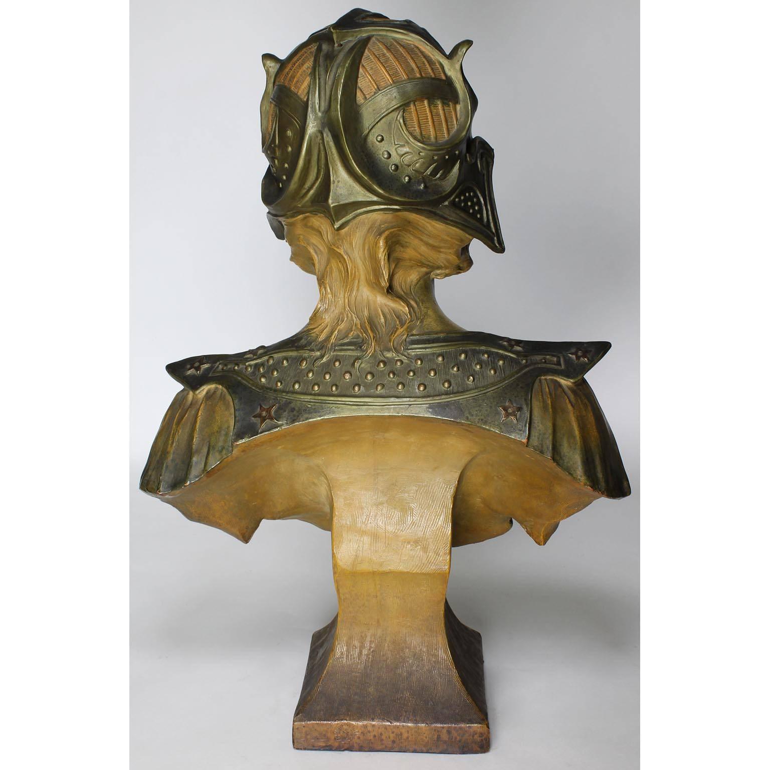 French 19th-20th Century Art Nouveau Polychromed Terracotta Bust of 