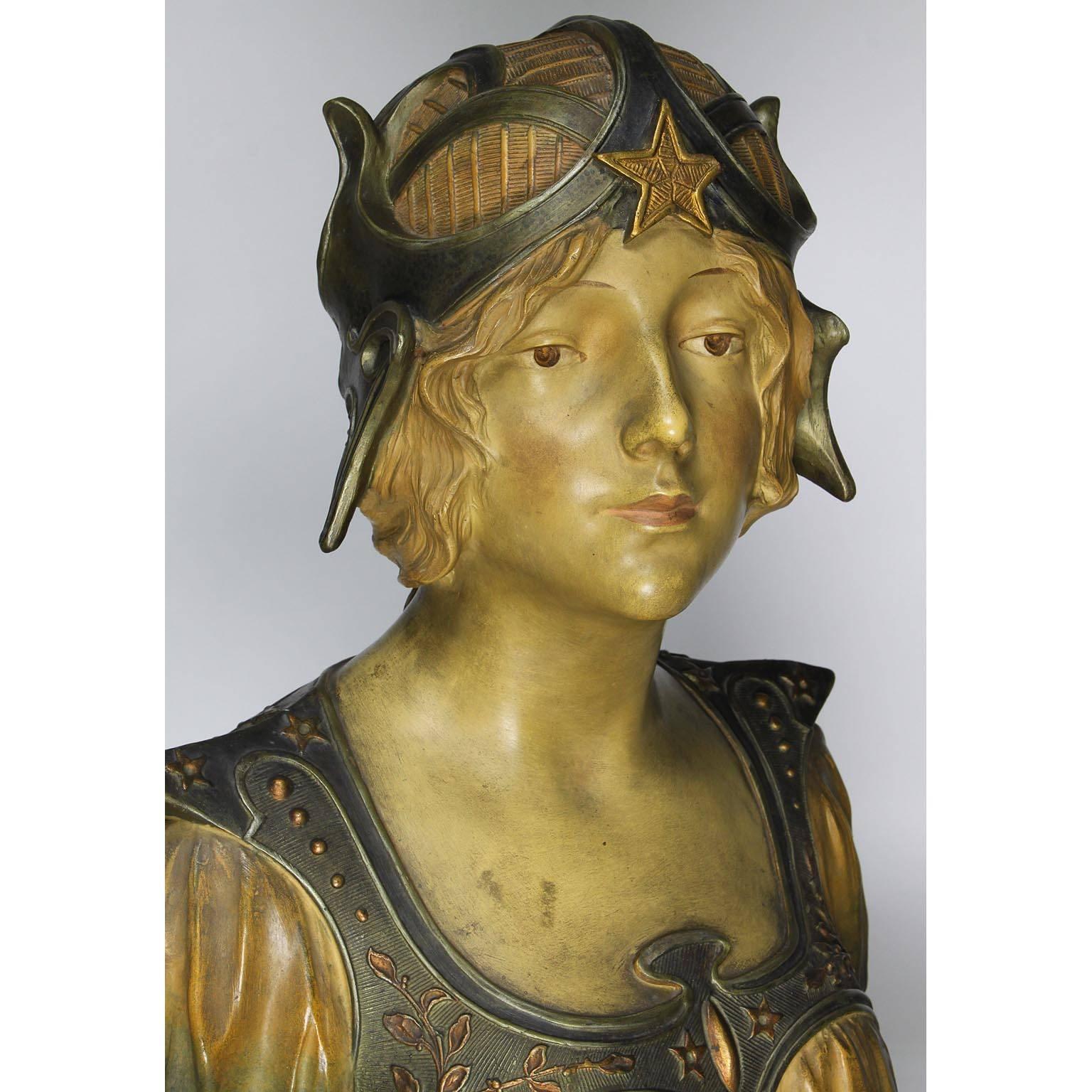 French 19th-20th Century Art Nouveau Polychromed Terracotta Bust of 