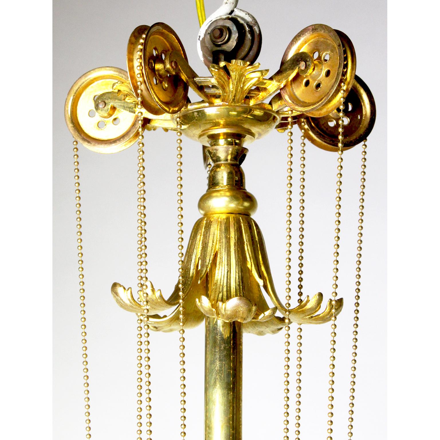 French 19th-20th Century Belle Époque Gilt-Bronze & Cut-Glass 6-Light Chandelier For Sale 4