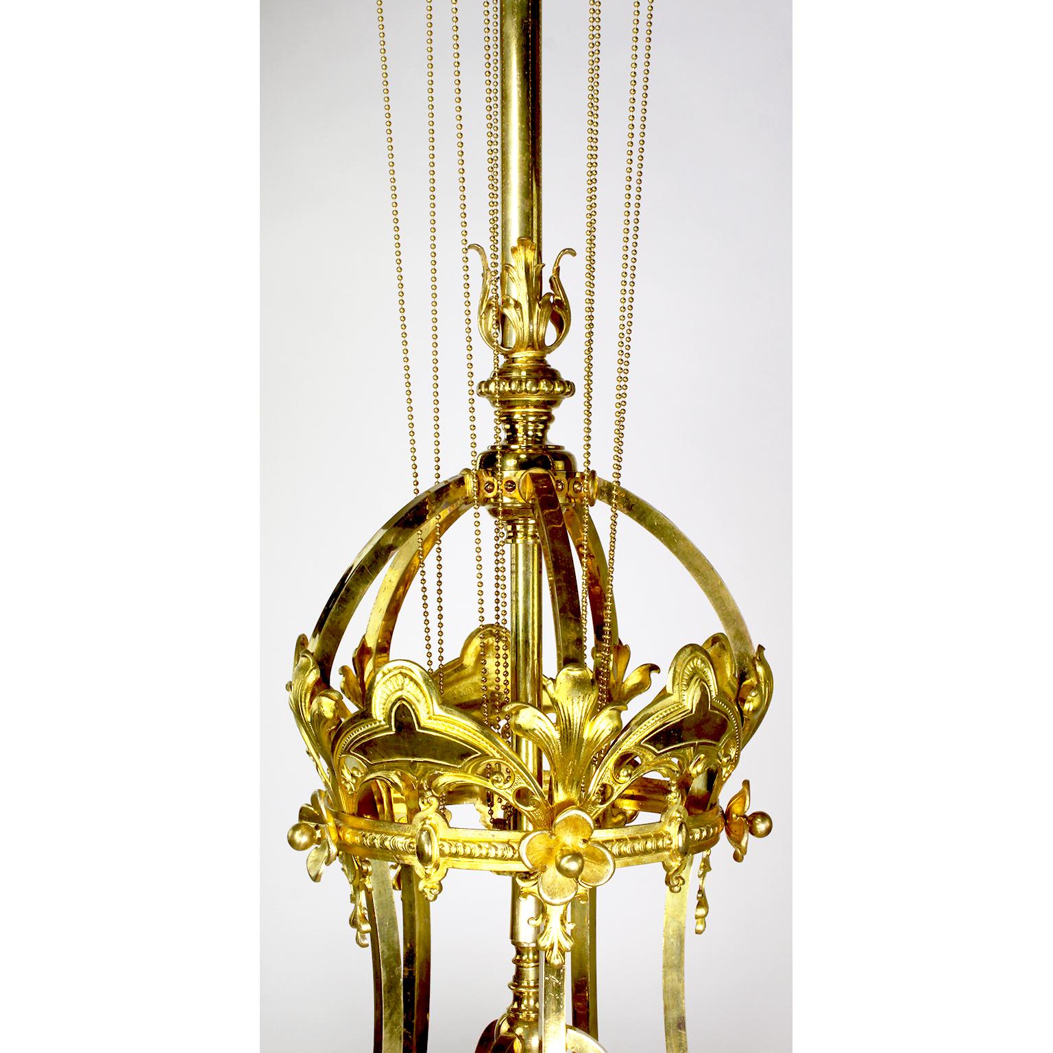 French 19th-20th Century Belle Époque Gilt-Bronze & Cut-Glass 6-Light Chandelier For Sale 5