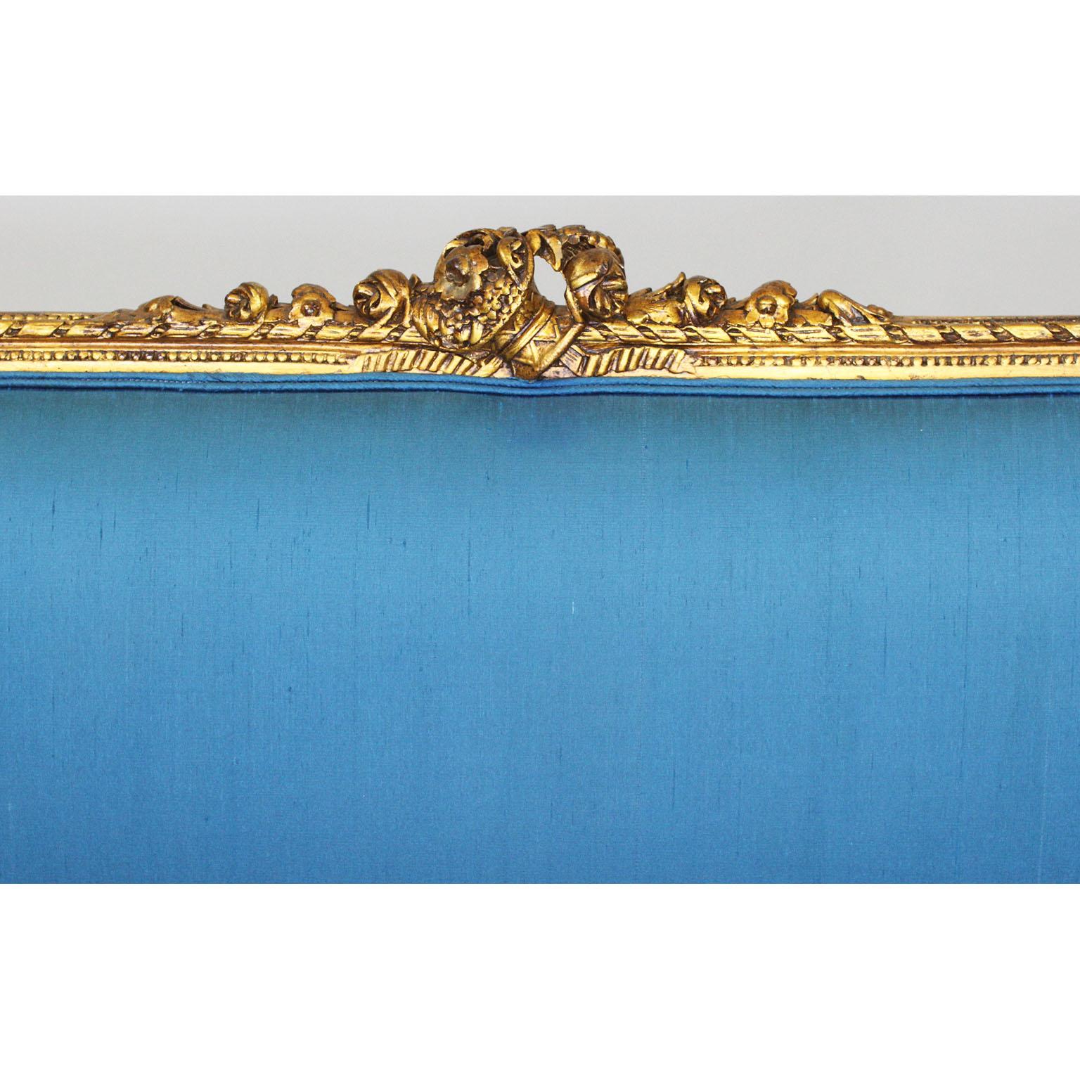 Début du 20ème siècle Ensemble de salon en bois doré Bergère, Belle Époque, style Louis XVI, 19e-20e siècle, français en vente