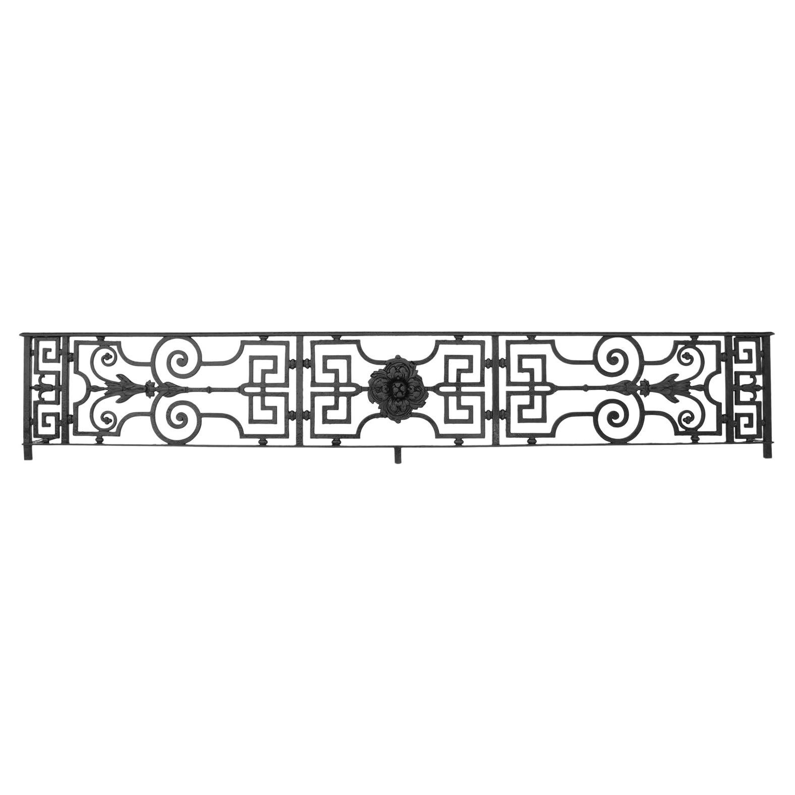 Pannello di ringhiera per balcone in ferro battuto francese del 19°-20° secolo Belle Époque - Cancello