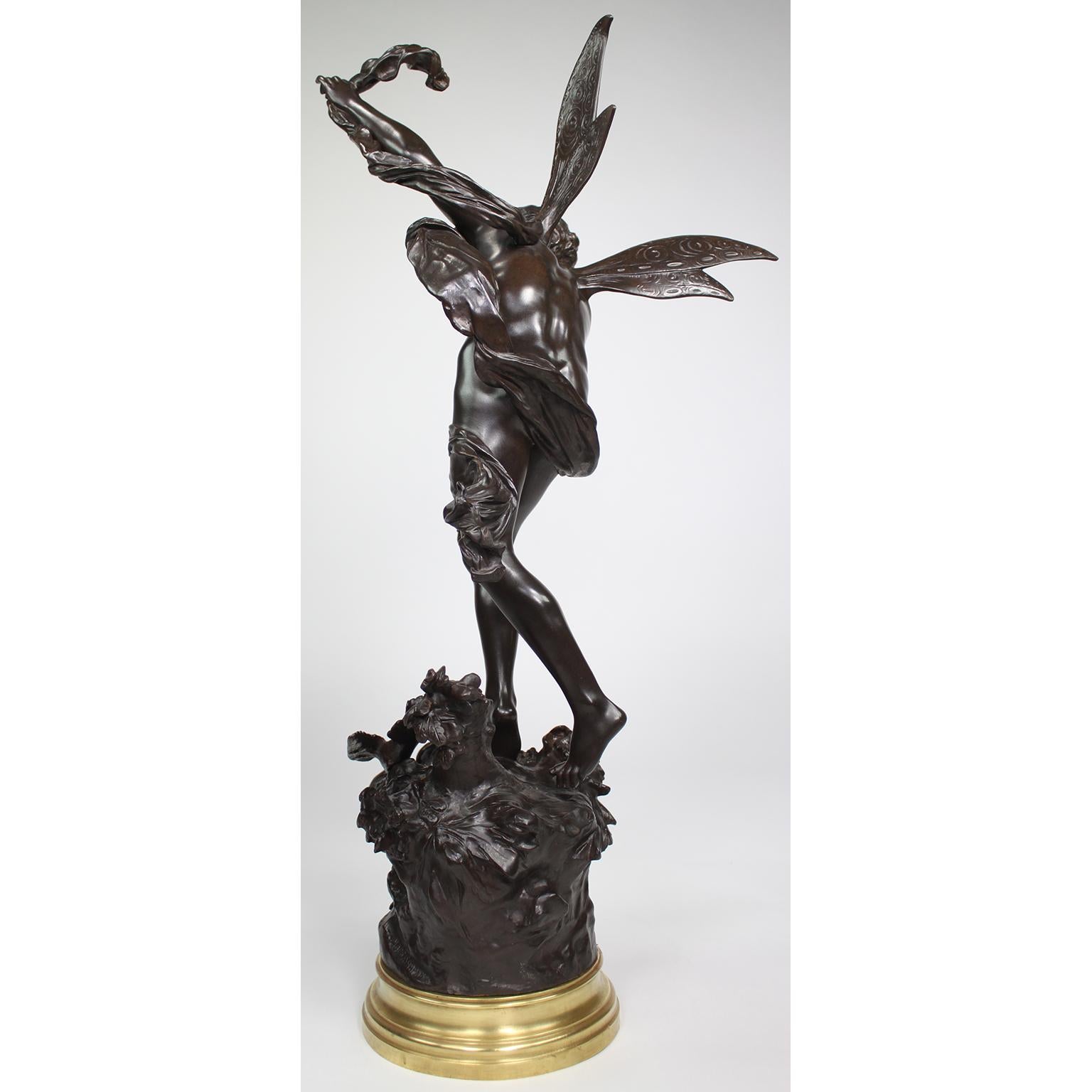Gilt French 19th/20th Century Bronze of a Fairy “Lutin des Bois”, After Luca Madrassi For Sale