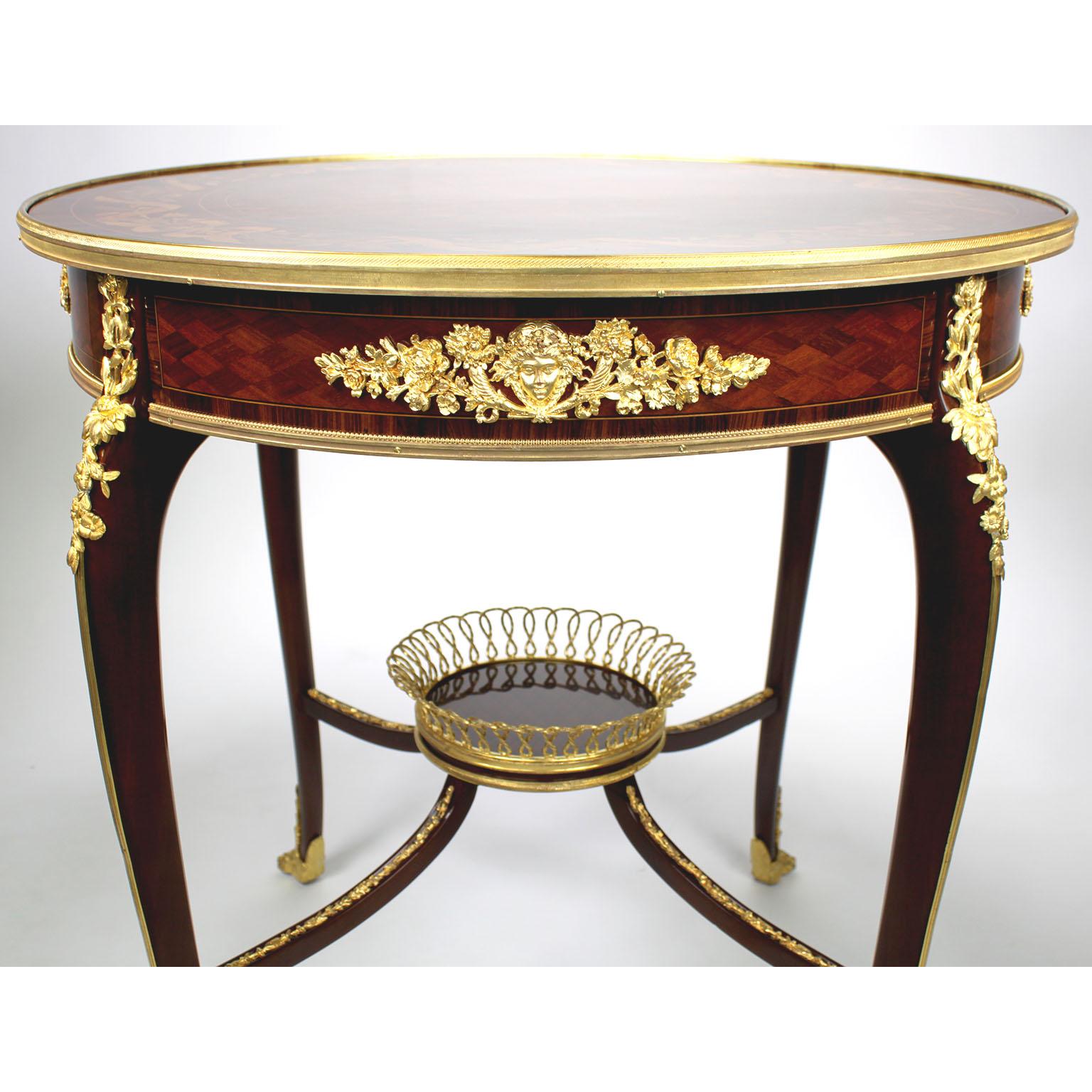 Early 20th Century French 19th-20th Century Circular Marquetry & Ormolu Table, Attr. François Linke For Sale
