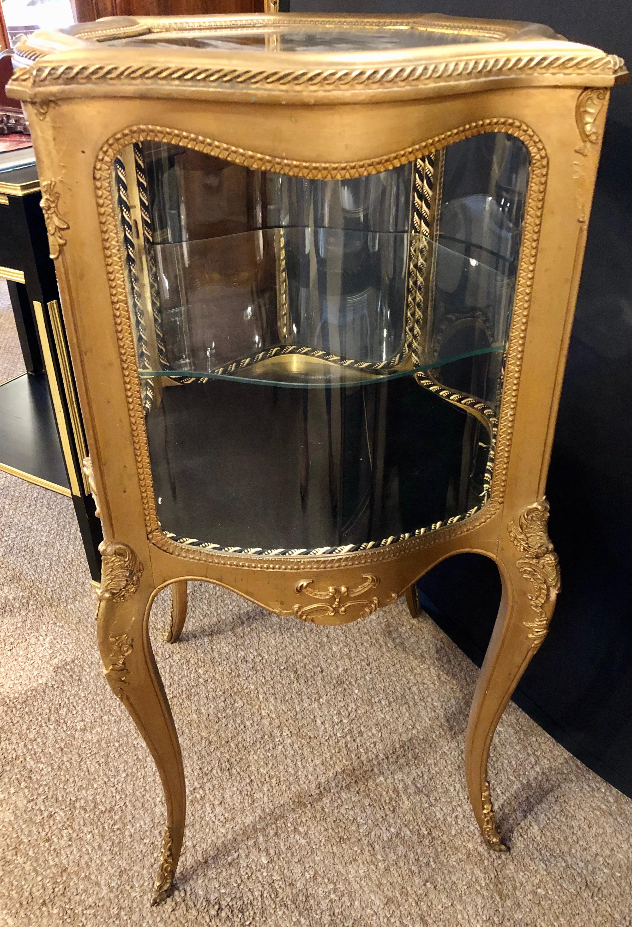 French 19th-20th Century Curio Vitrine Cabinet Curved Glass All Round 1