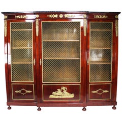 French 19th-20th Century Empire Style Gilt Bronze Mounted Desk, Bookcase & Chair