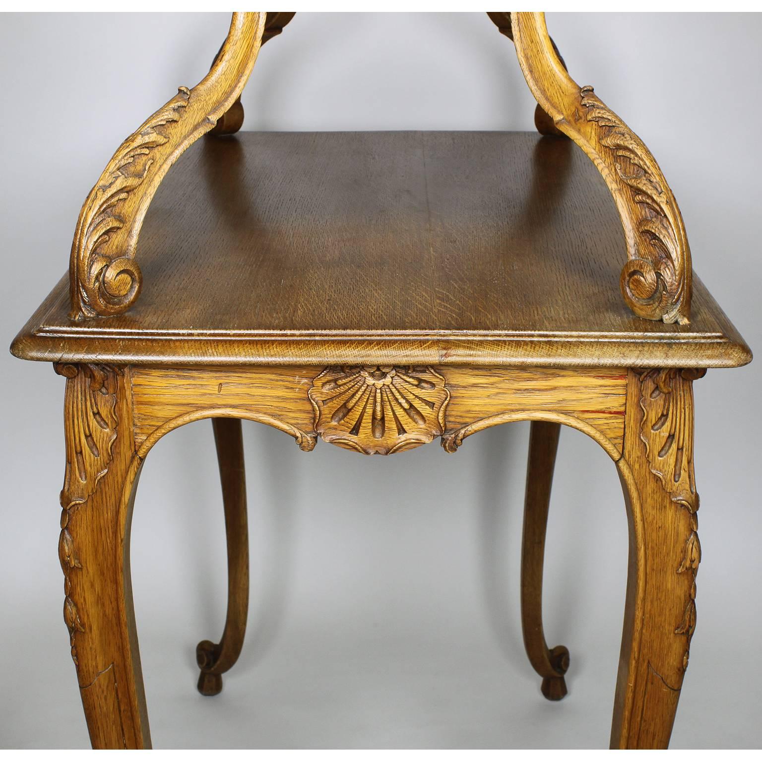 French 19th-20th Century Louis XV Style Carved Oak Two-Tier Tea or Dessert Table For Sale 2