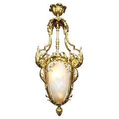 French, 19th-20th Century Louis XV Style Gilt Bronze and Glass Lantern