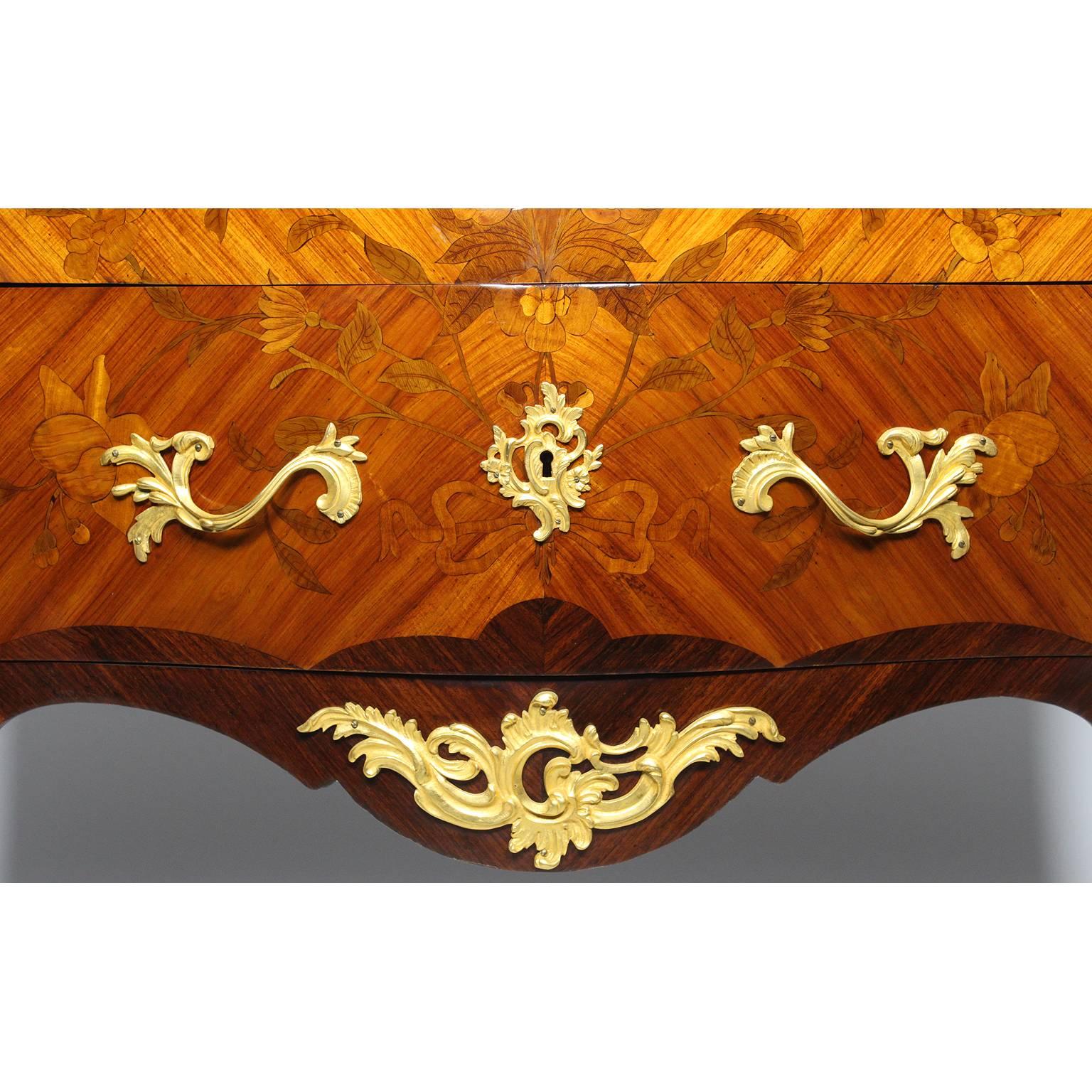 Marble French, 19th-20th Century Louis XV Style Gilt Bronze and Marquetry Petit Commode For Sale