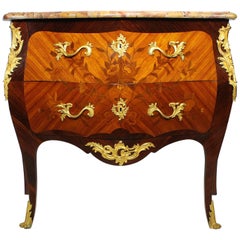 French, 19th-20th Century Louis XV Style Gilt Bronze and Marquetry Petit Commode