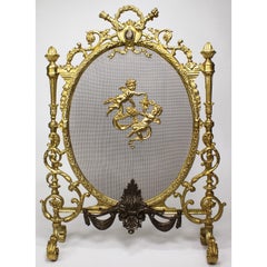 French 19th-20th Century Louis XV Style Gilt-Bronze Fireplace Screen
