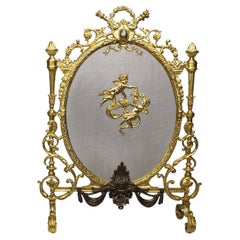 French 19th-20th Century Louis XV Style Gilt-Bronze Fireplace Screen
