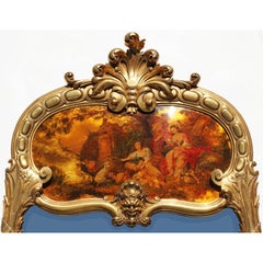 French 19th-20th Century Louis XV Style Giltwood Carved Figural Trumeau Mirror