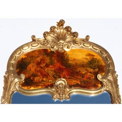 French 19th-20th Century Louis XV Style Giltwood Carved Figural Trumeau Mirror