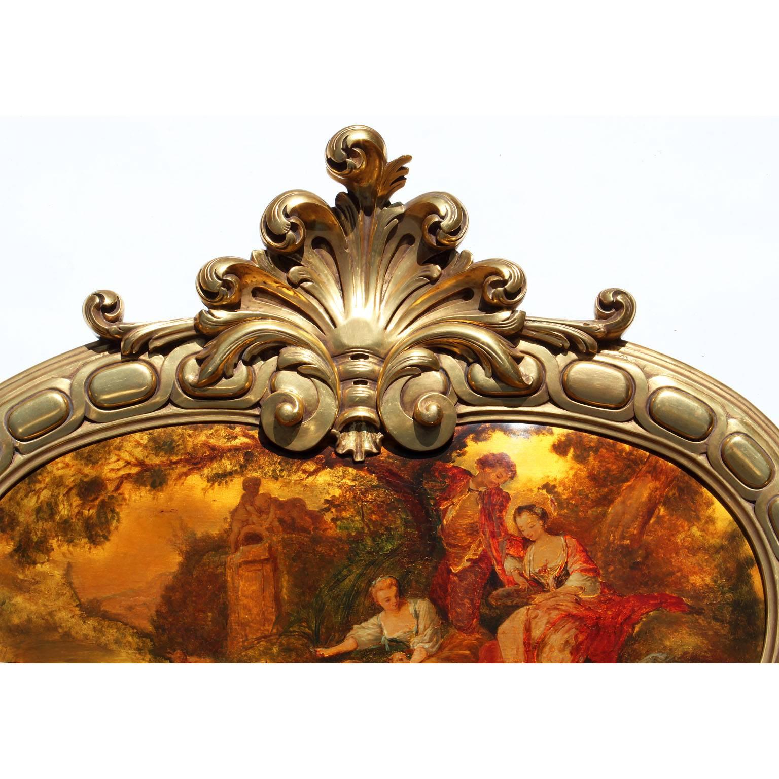 Beveled French 19th-20th Century Louis XV Style Giltwood Carved Figural Trumeau Mirror For Sale