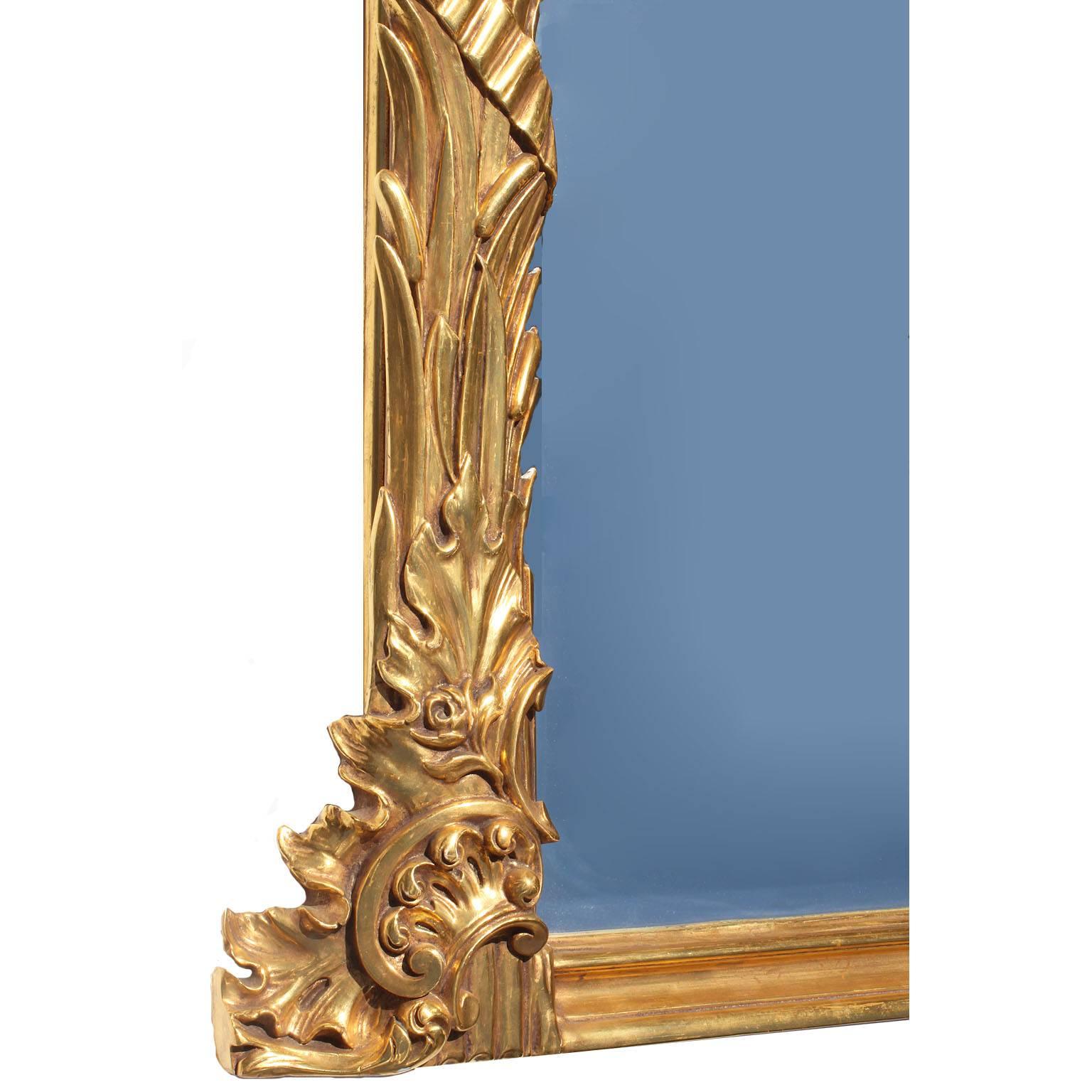 French 19th-20th Century Louis XV Style Giltwood Carved Figural Trumeau Mirror For Sale 3