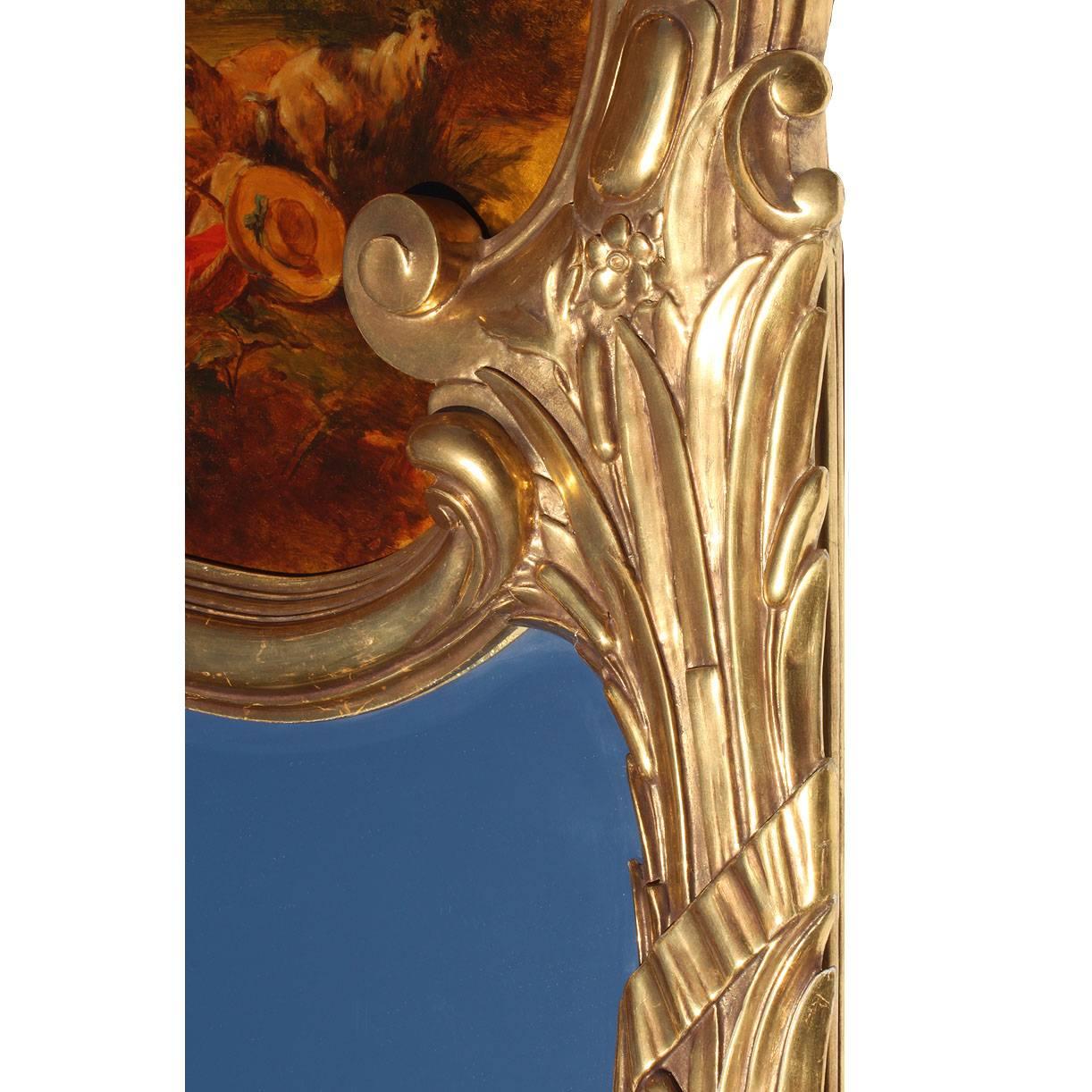 Französisch 19-20. Jahrhundert Louis XV Stil Giltwood geschnitzt Figural Trumeau Spiegel im Angebot 2