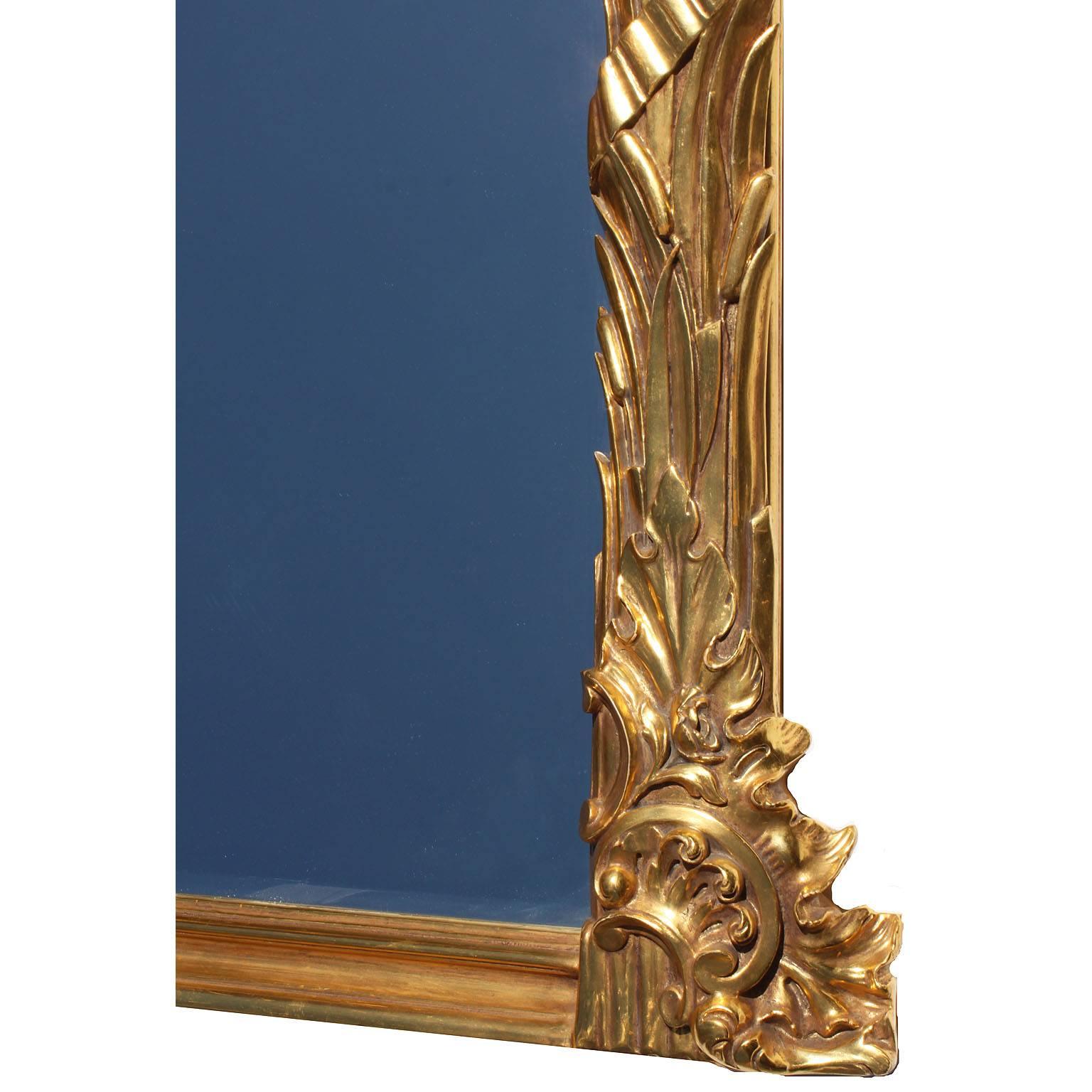 French 19th-20th Century Louis XV Style Giltwood Carved Figural Trumeau Mirror For Sale 4