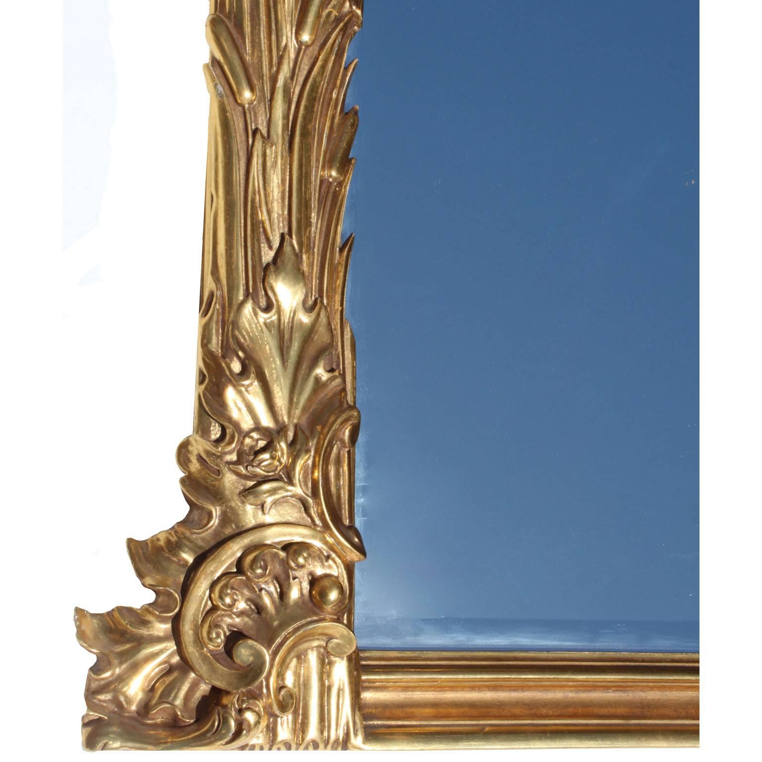 French 19th-20th Century Louis XV Style Giltwood Carved Figural Trumeau Mirror For Sale 4