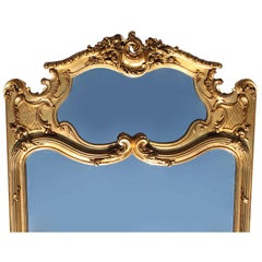 French 19th-20th Century Louis XV Style Giltwood Carved Trumeau Mirror Frame