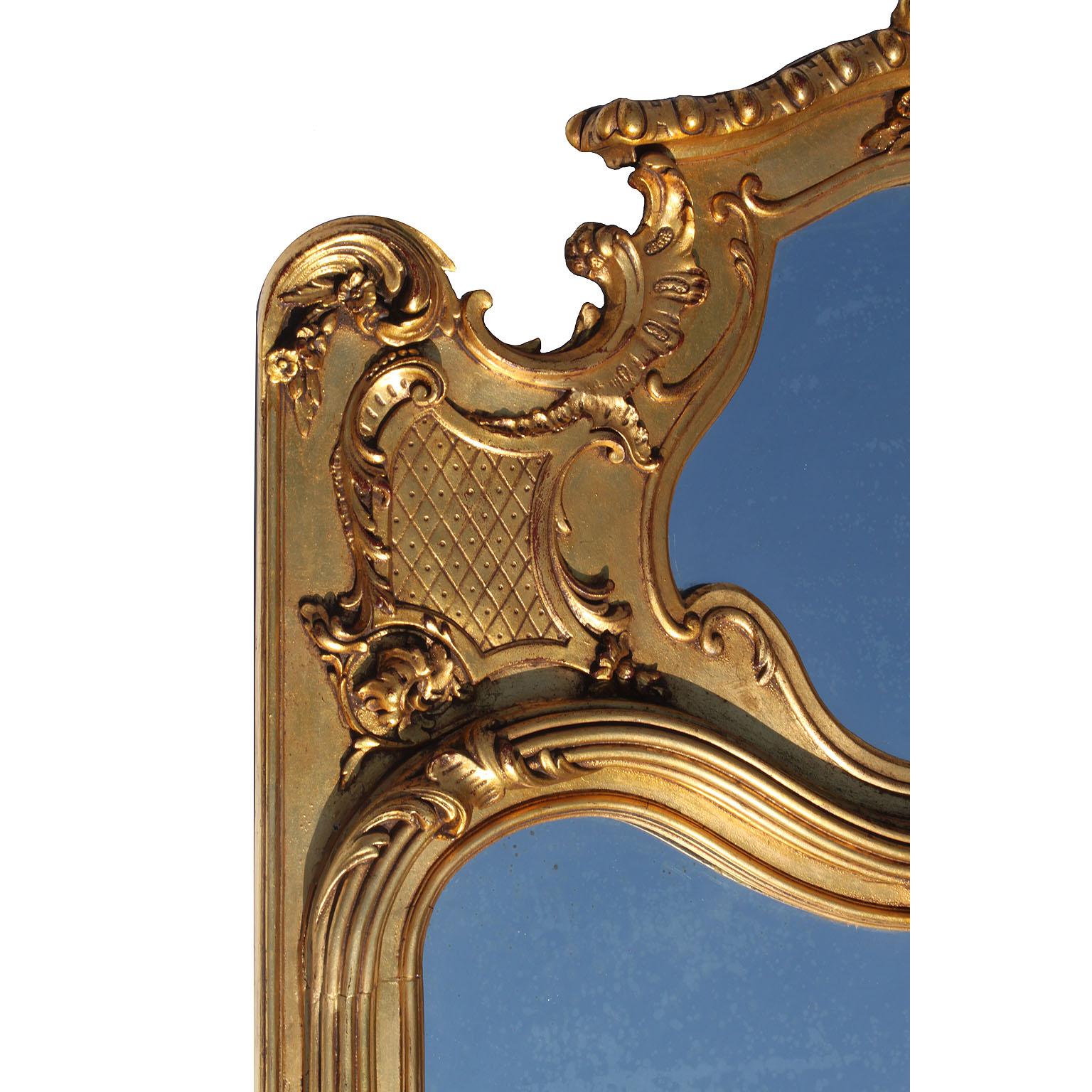 Französisch 19-20. Jahrhundert Louis XV Stil Giltwood geschnitzt Trumeau Spiegelrahmen (Geschnitzt) im Angebot