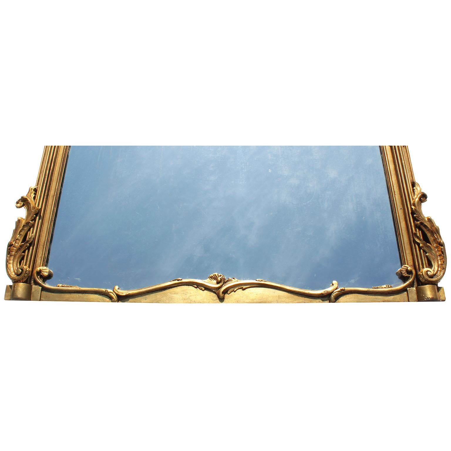 French 19th-20th Century Louis XV Style Giltwood Carved Trumeau Mirror Frame For Sale 1