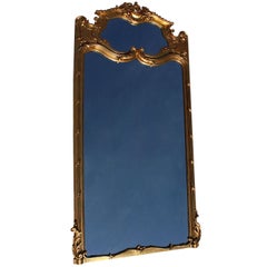 French 19th-20th Century Louis XV Style Giltwood Carved Trumeau Mirror Frame