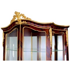 French 19th-20th Century Louis XV Style Kingwood & Ormolu Mounted 2-Door Vitrine