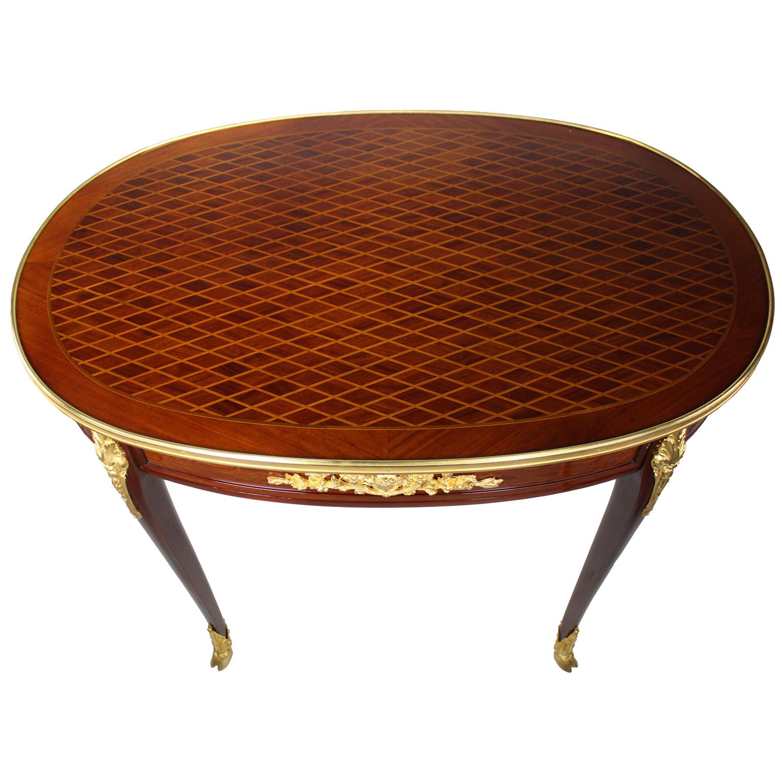 Parquet Tavolino in mogano stile Luigi XV francese del XIX-XX secolo, Francois Link Attr in vendita