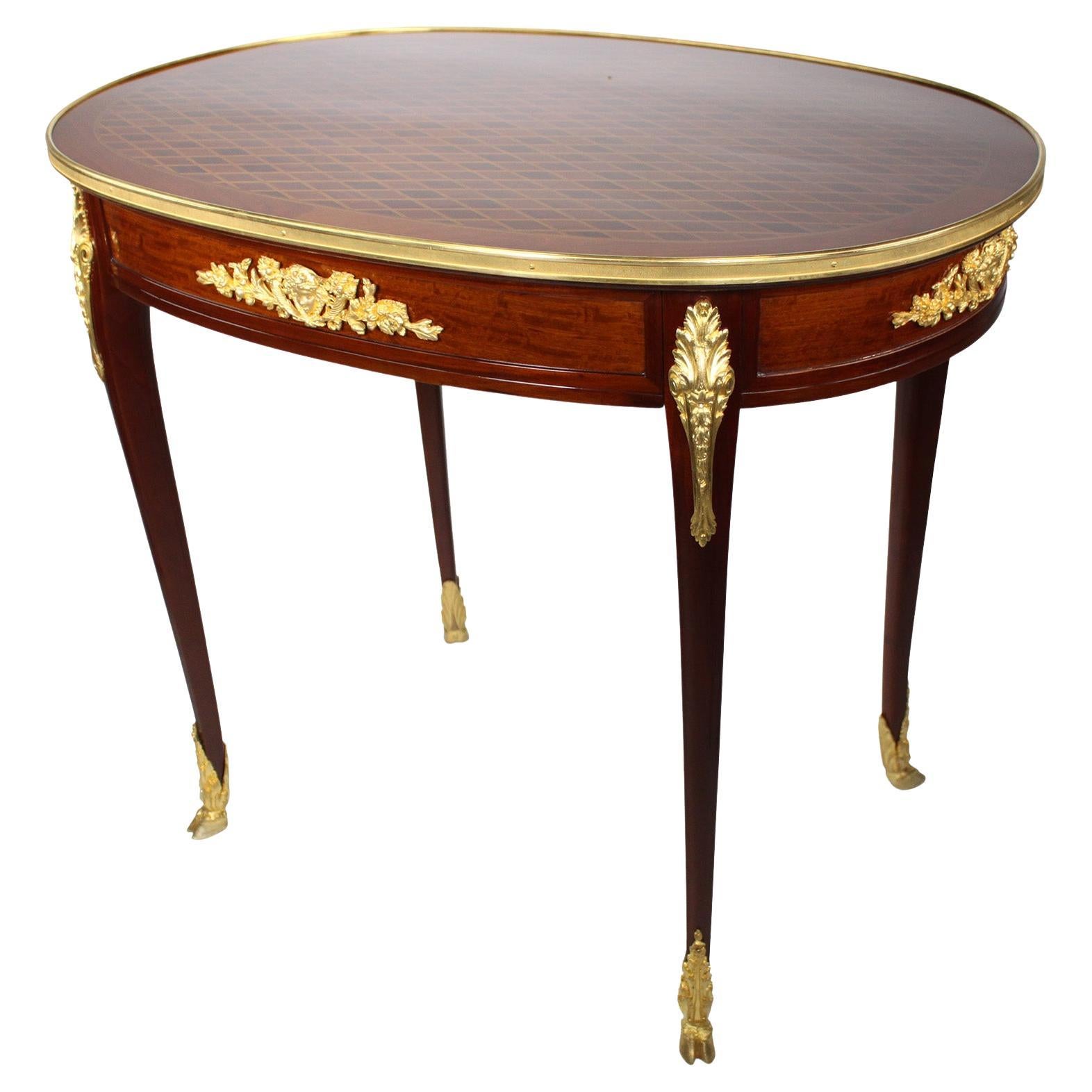 Tavolino in mogano stile Luigi XV francese del XIX-XX secolo, Francois Link Attr in vendita