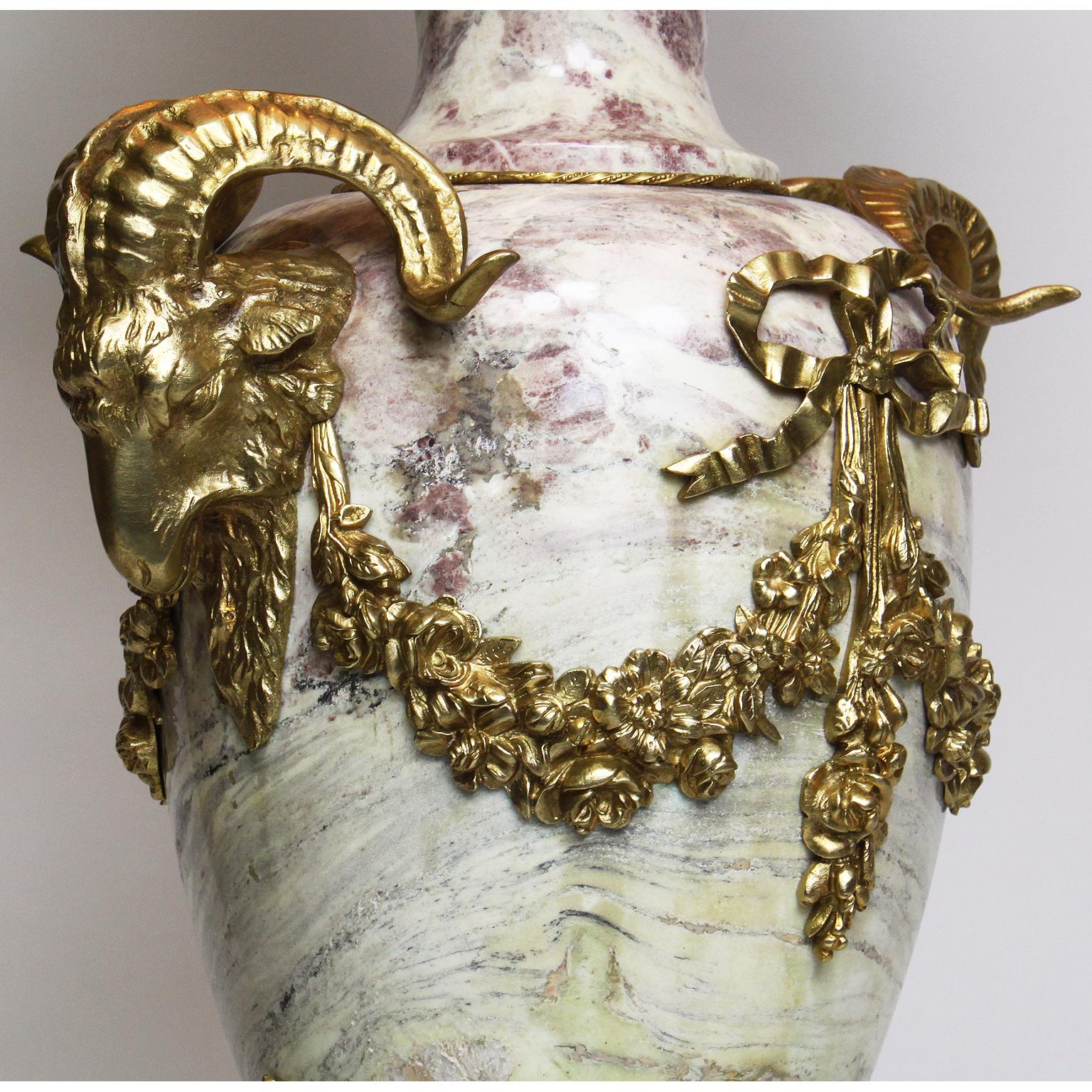 French 19th-20th Century Louis XV Style Marble and Gilt Bronze-Mounted Urn Lamp For Sale 1
