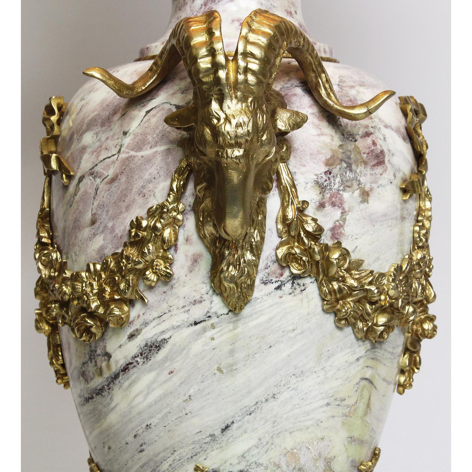 French 19th-20th Century Louis XV Style Marble and Gilt Bronze-Mounted Urn Lamp For Sale 2