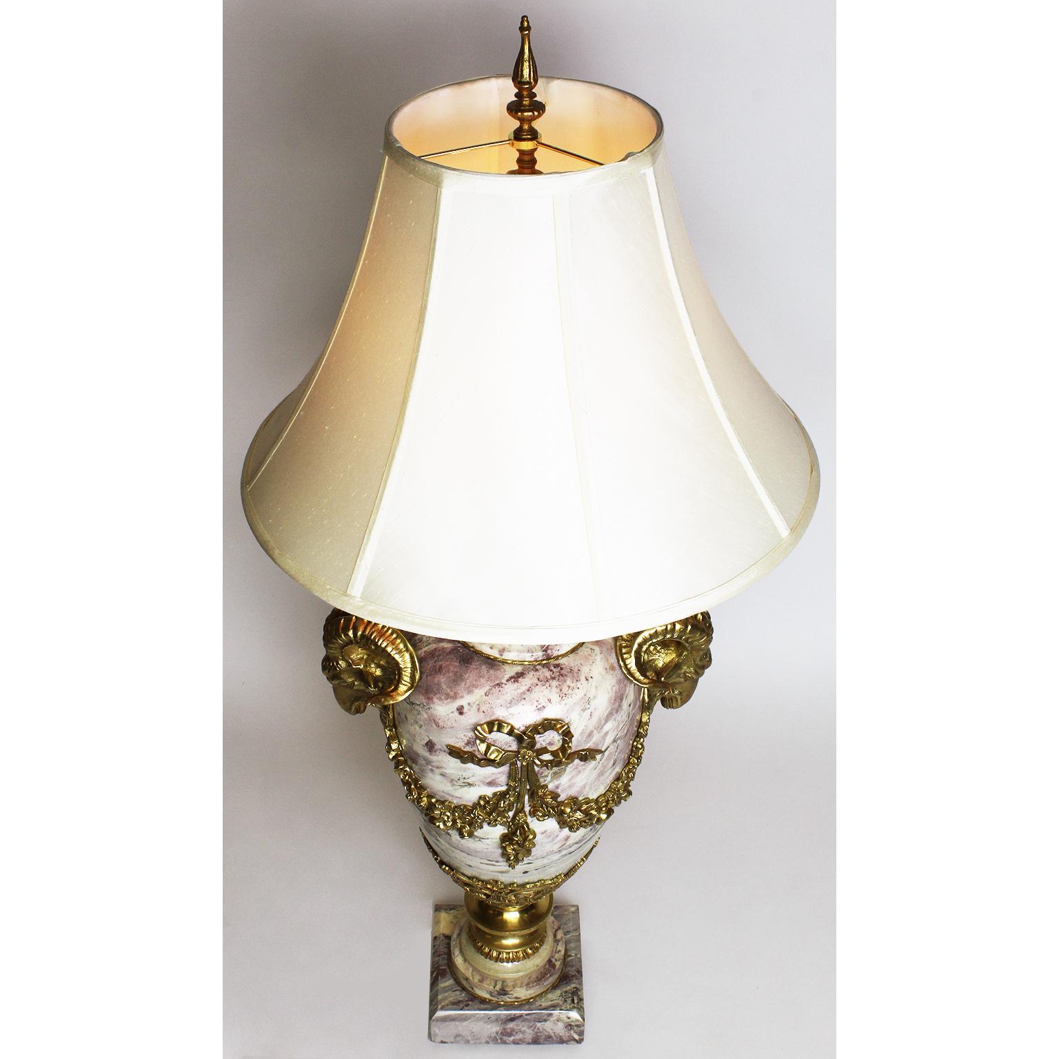 French 19th-20th Century Louis XV Style Marble and Gilt Bronze-Mounted Urn Lamp For Sale 4