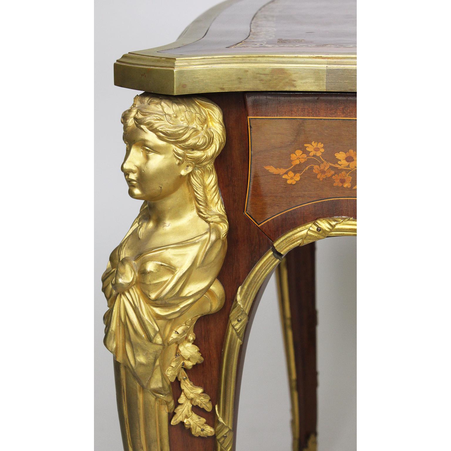 Belle Époque 19th-20th Century Louis XV Style Marquetry & Ormolu Game Table Linke Attributed