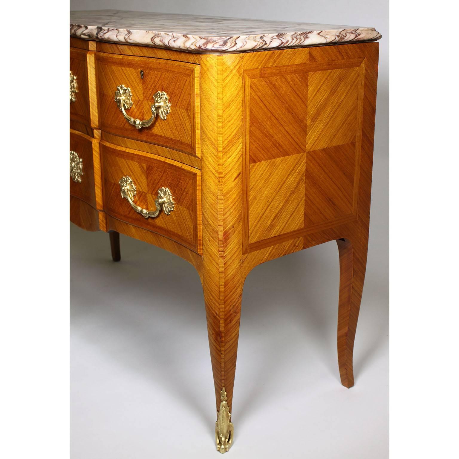 Early 20th Century French 19th-20th Century Louis XV Style Stainwood & Gilt-Bronze Mounted Commode For Sale