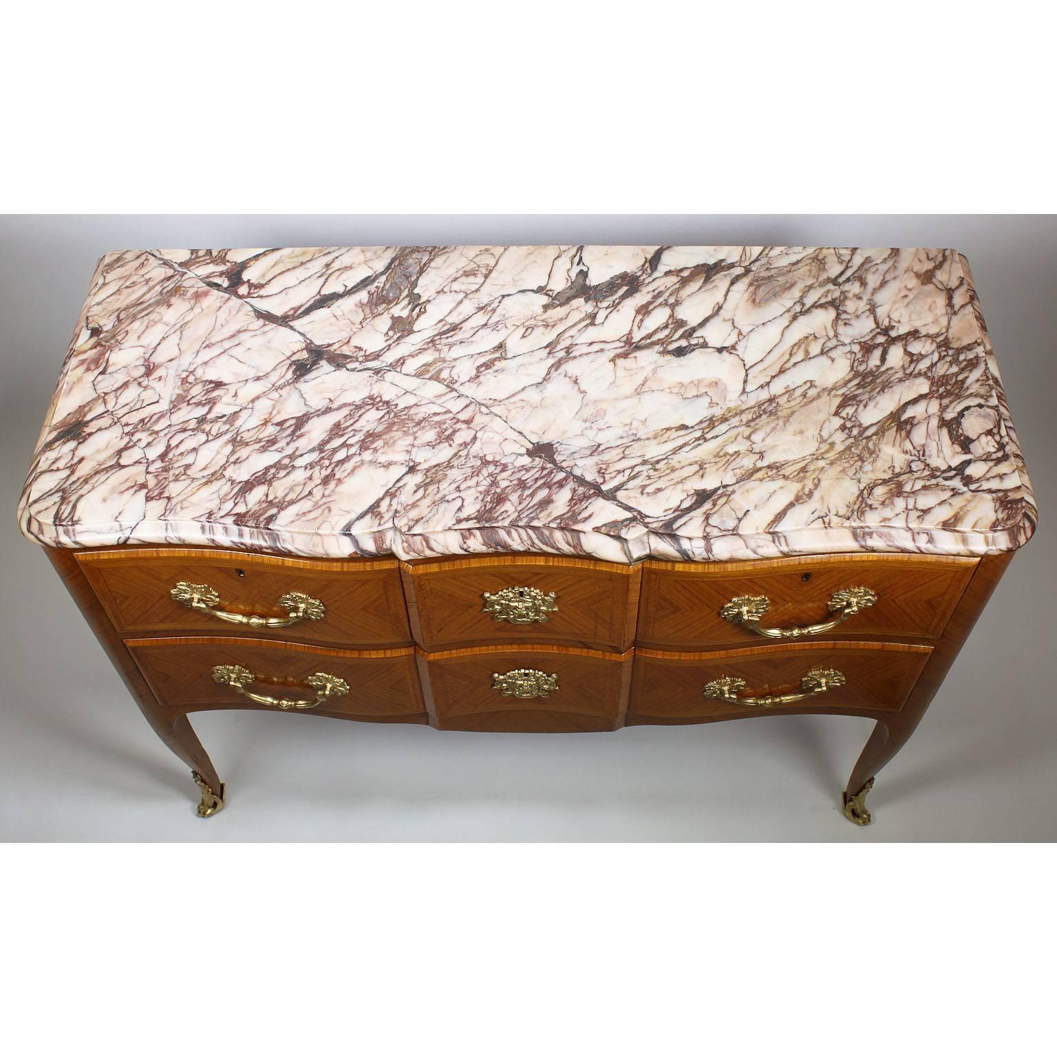 French 19th-20th Century Louis XV Style Stainwood & Gilt-Bronze Mounted Commode For Sale 1