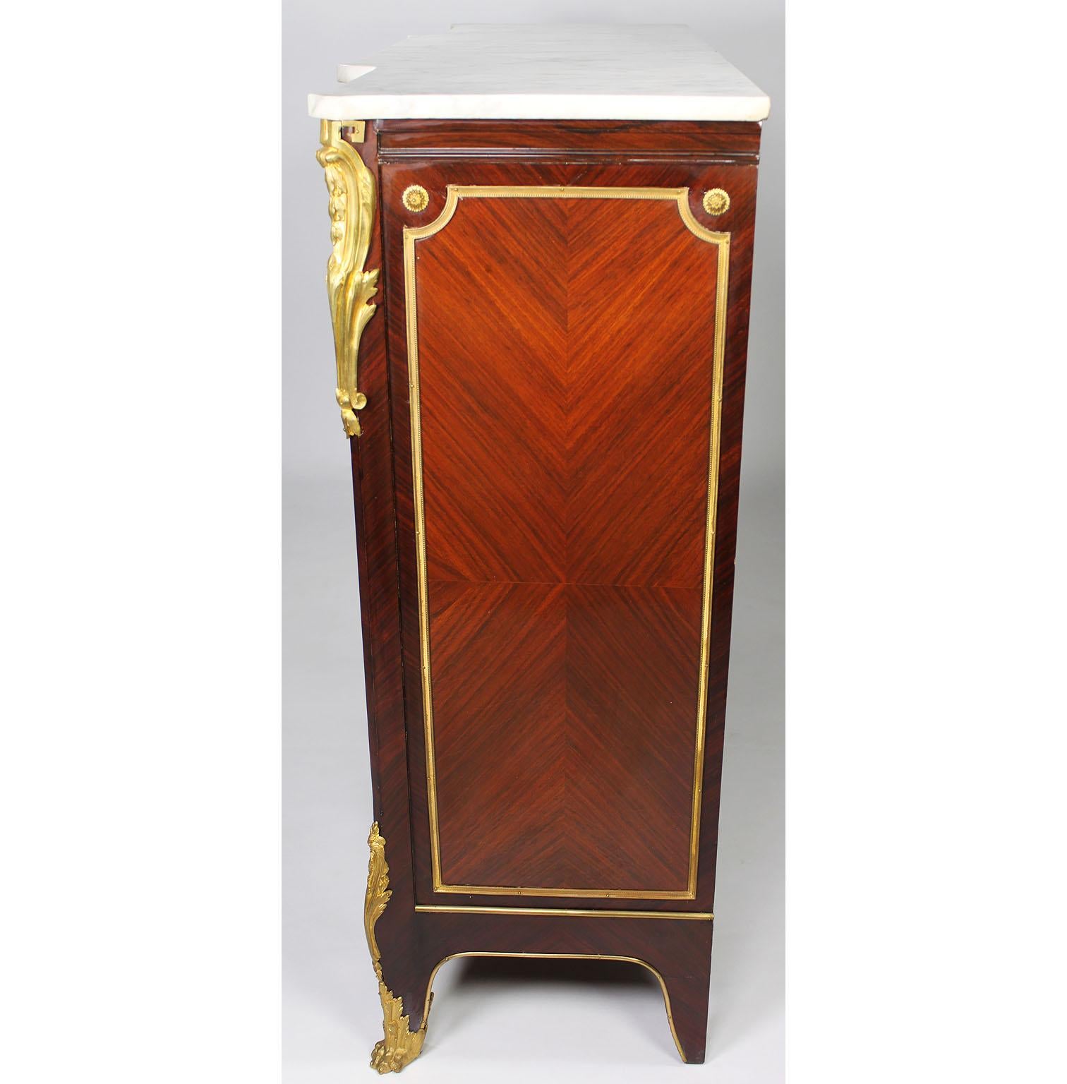 French 19th-20th Century Louis XV Style Tulipwood & Gilt-Bronze Mounted Cabinet For Sale 1
