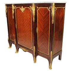 Antique French 19th-20th Century Louis XV Style Tulipwood & Gilt-Bronze Mounted Cabinet