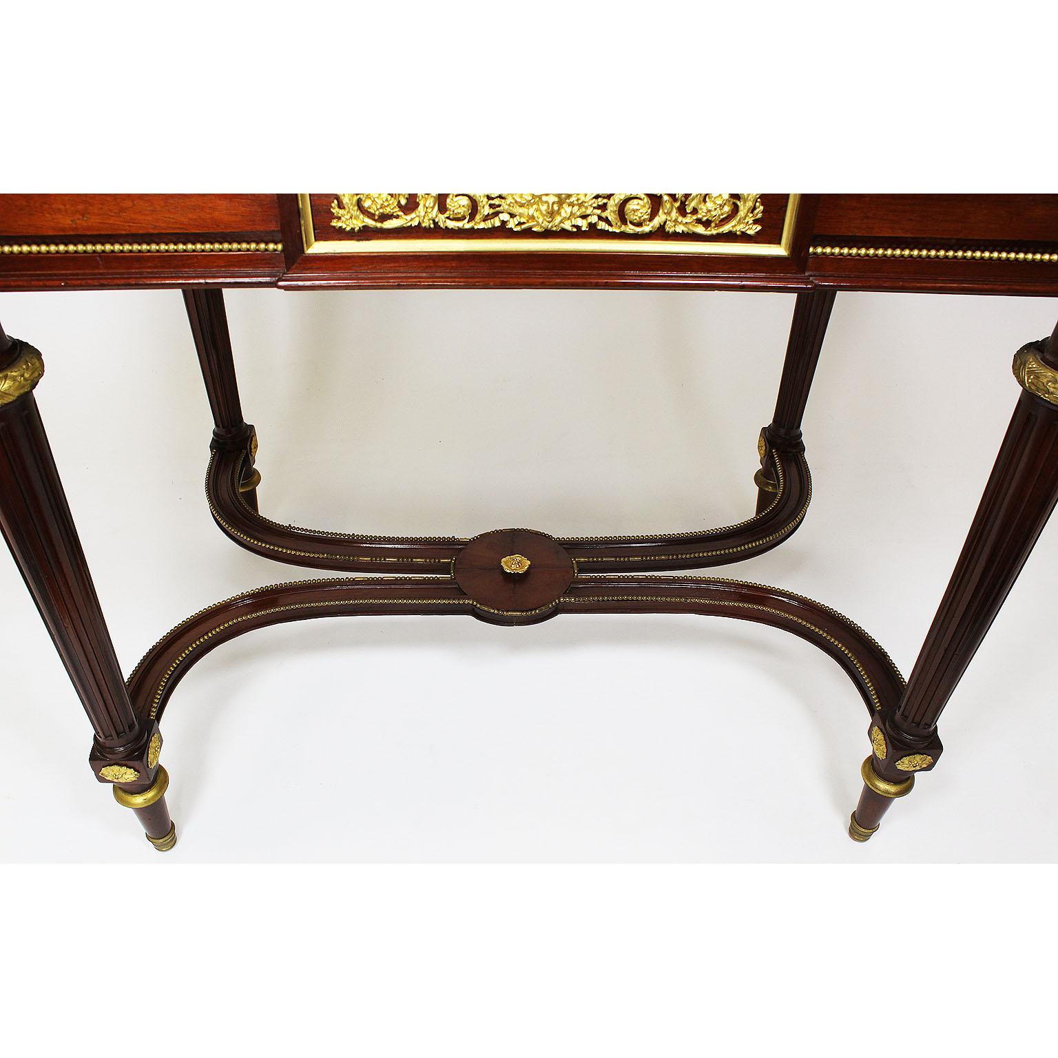 Early 20th Century French 19th-20th Century Louis XVI, Mahogany & Gilt-Bronze Mounted Centre Table For Sale