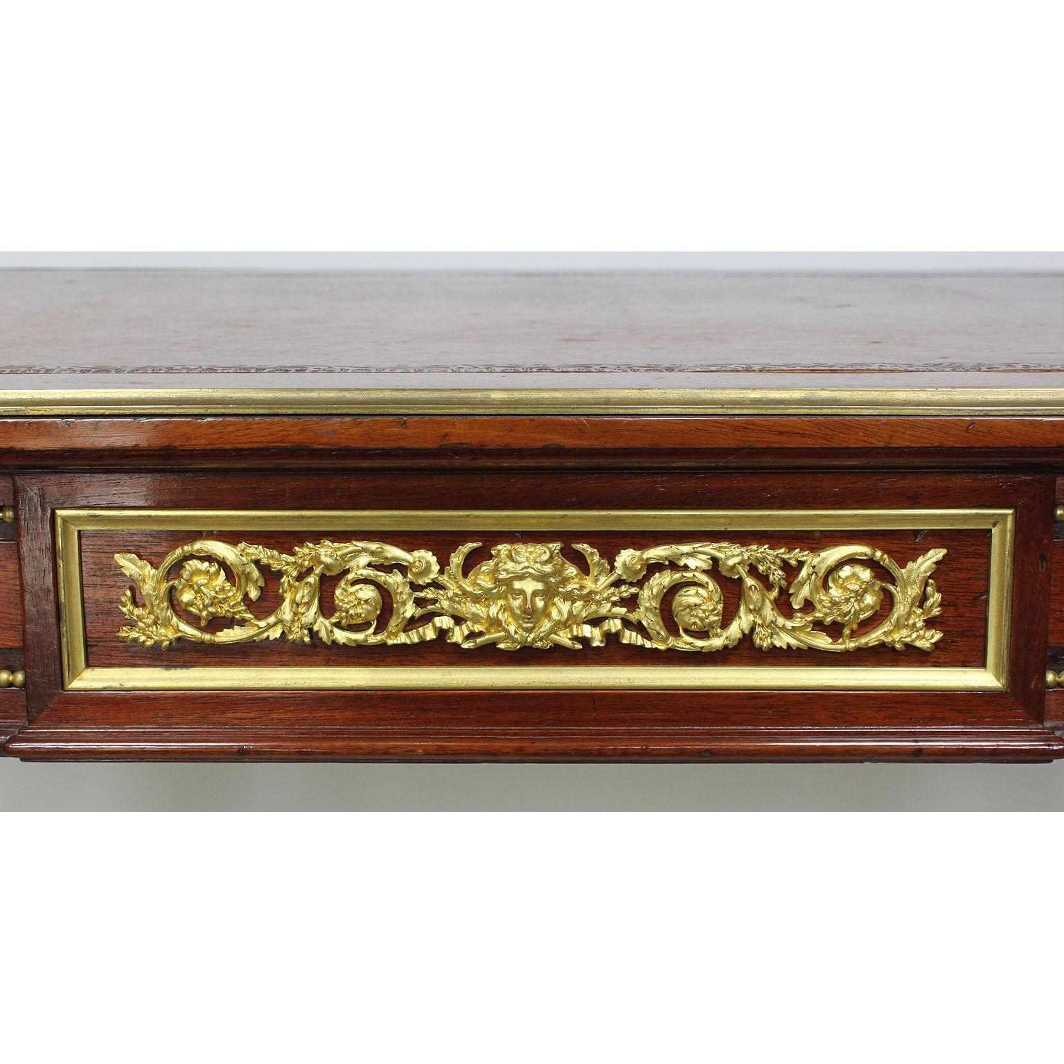 Leather French 19th-20th Century Louis XVI, Mahogany & Gilt-Bronze Mounted Centre Table For Sale