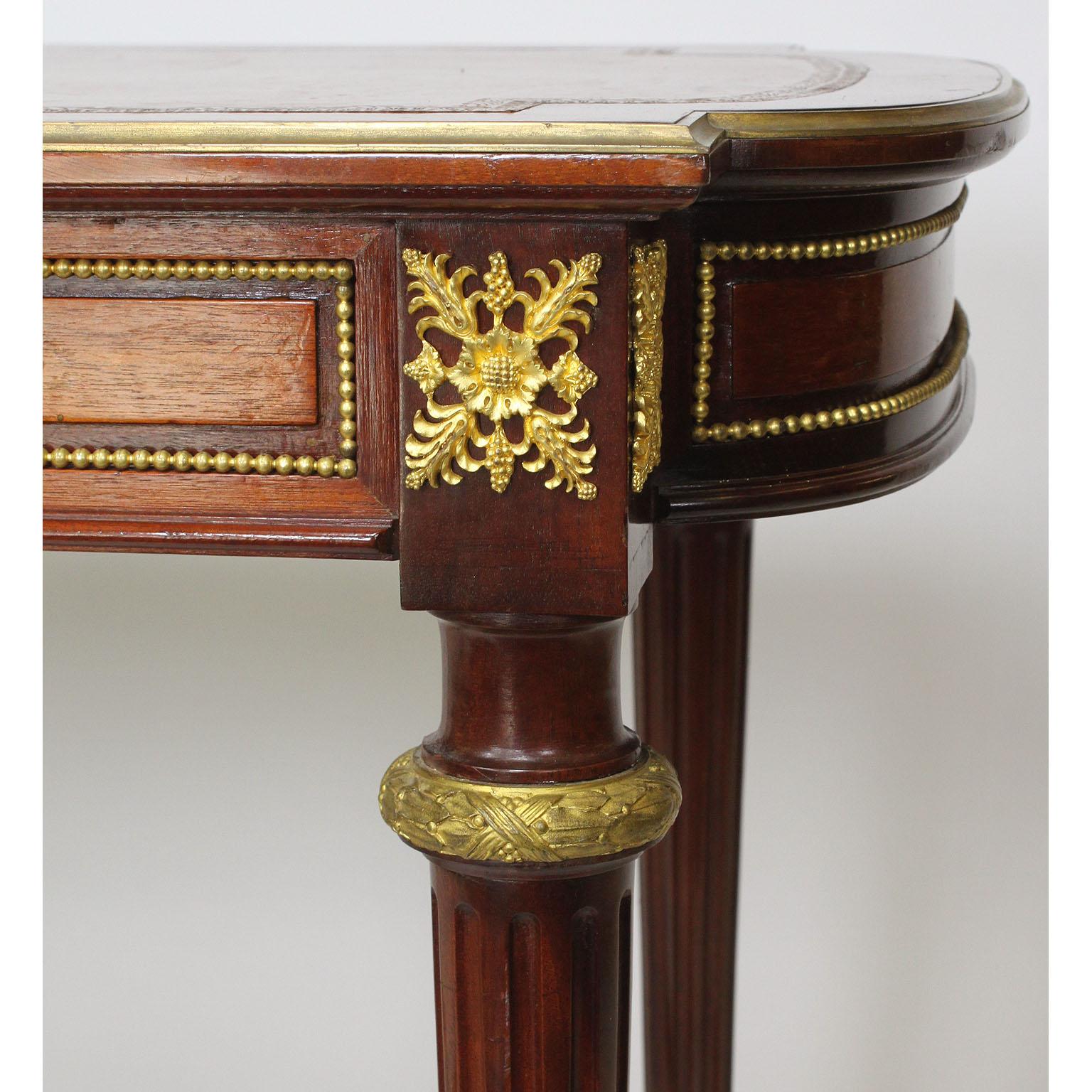 French 19th-20th Century Louis XVI, Mahogany & Gilt-Bronze Mounted Centre Table For Sale 1