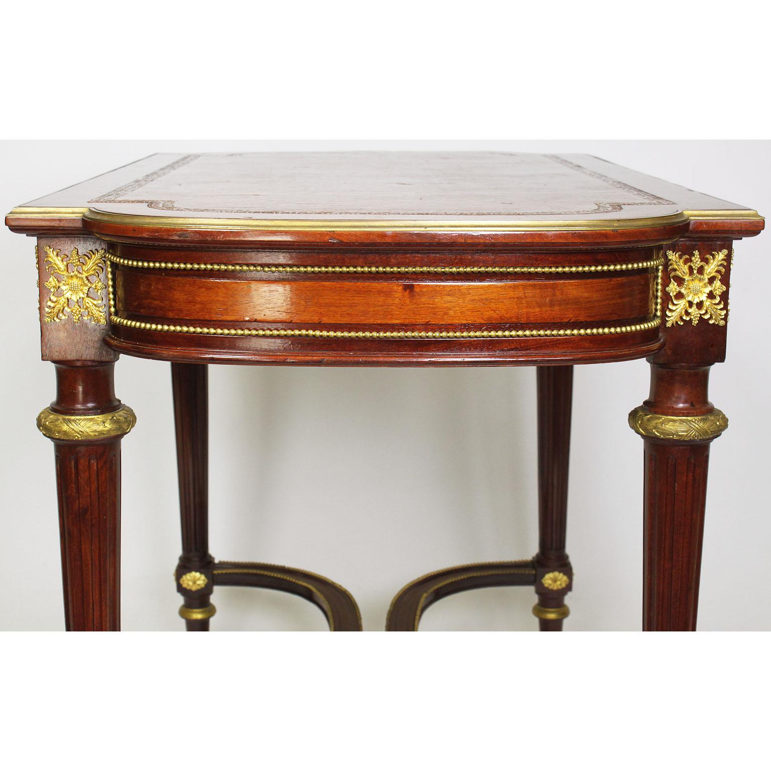 French 19th-20th Century Louis XVI, Mahogany & Gilt-Bronze Mounted Centre Table For Sale 4