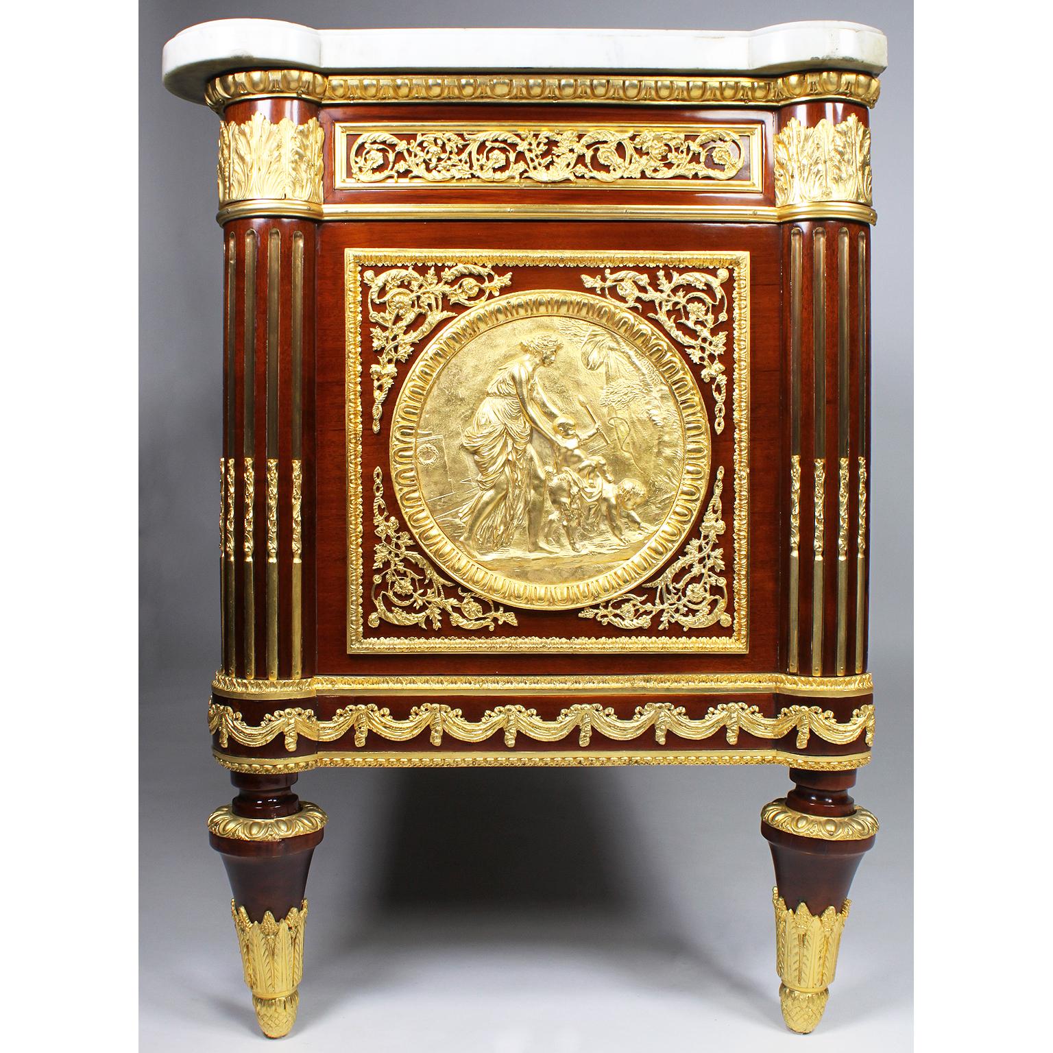 Impressive French Louis XVI Style Mahogany Gilt Bronze Mounted Server Commode For Sale 6