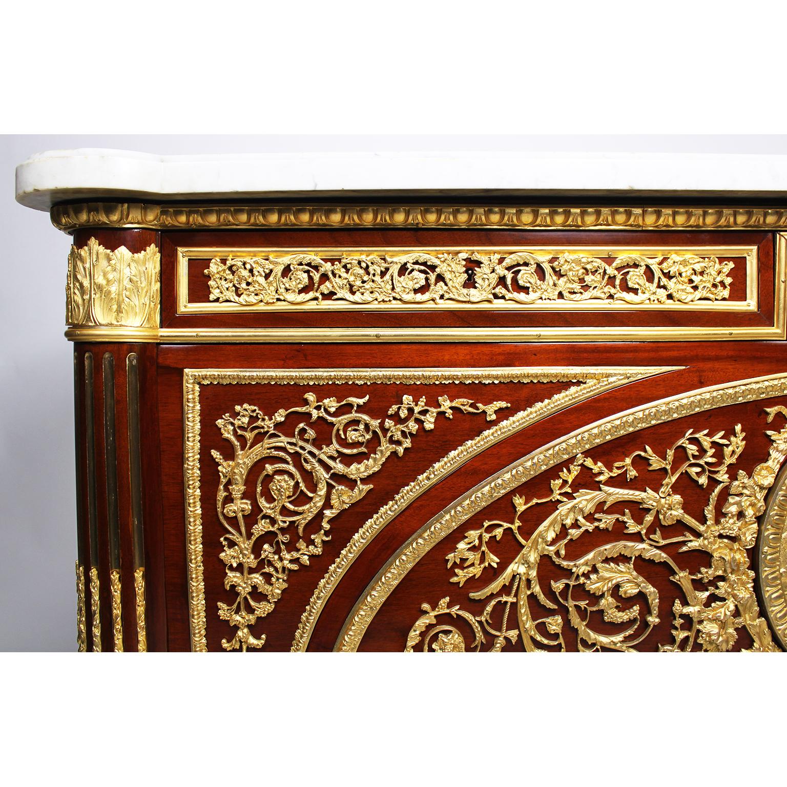 Impressive French Louis XVI Style Mahogany Gilt Bronze Mounted Server Commode For Sale 1