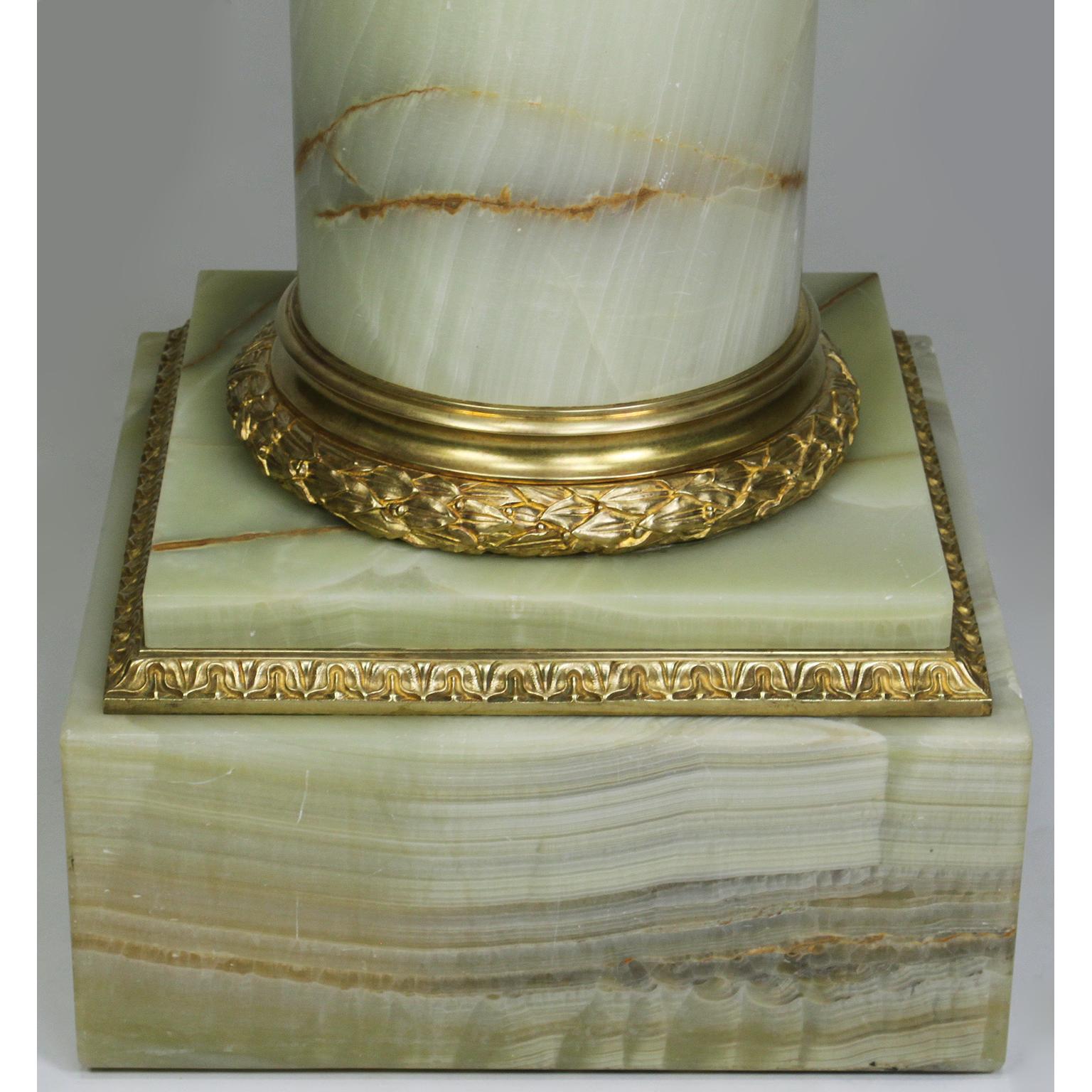 Bronze French 19th-20th Century Louis XVI Style Onyx and Ormolu Mounted Pedestal Stand