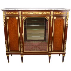 French Louis XVI Style Ormolu Mounted & Tulipwood Vitrine Cabinet