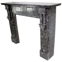 French 19th-20th Century Louis XVI Style Veined Grey Marble Fireplace Mantel
