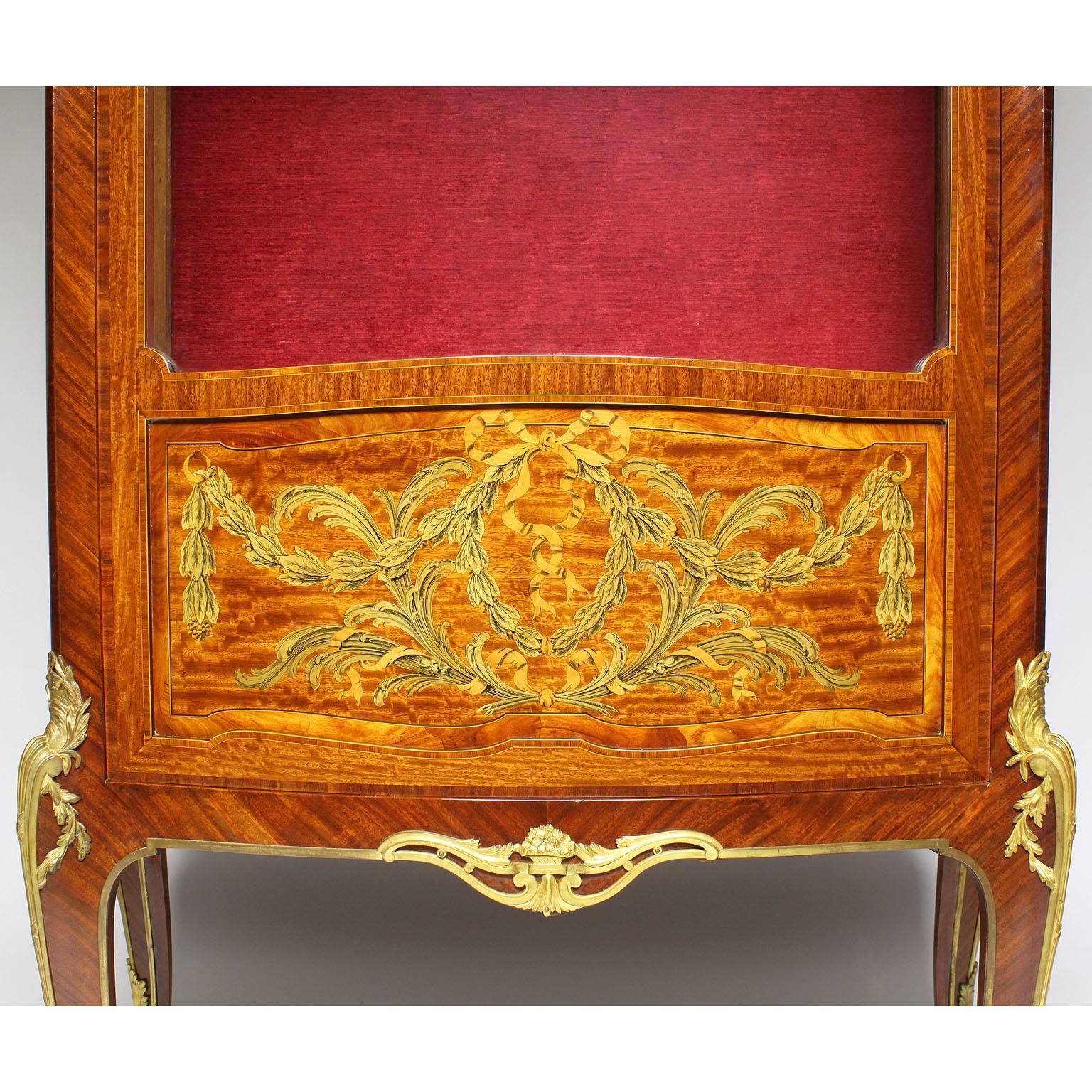 French 19th-20th Century Marquetry and Gilt-Bronze Mounted, François Linke Atrributed For Sale
